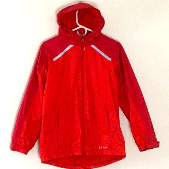 L.L. Bean, Red Full Zip Kid’s Lined Jacket, Hood Pockets Windbreaker Unisex Logo - Picture 1 of 6